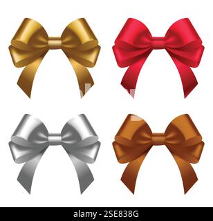 Set mit vier realistischen Geschenkschleifen Stock Vektor
