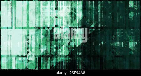 Digitales Chaos und unordentliches Technologiedesign Abstract Stockfoto