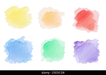 Aquarell, Farbmuster auf weißem Papier gemalt Stockfoto