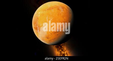 Mars ist ein Planet in unserem Sonnensystem, der als Roter Planet bekannt ist. Es ist der vierte Planet von der Sonne und hat zwei Monde, Phobos und Deimos. Stockfoto