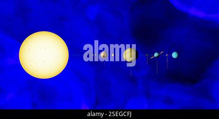 Star Ross 104 is a high proper-motion star located in the constellation of Leo. It has nine planets in orbit around it. Stockfoto