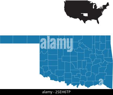 Farbenfrohe Karte von Oklahoma, die die Grenzen seiner Countys zeigt Stock Vektor
