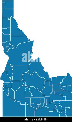 Editierbare Vektordatei der Countys des US-Bundesstaates Idaho. Stock Vektor