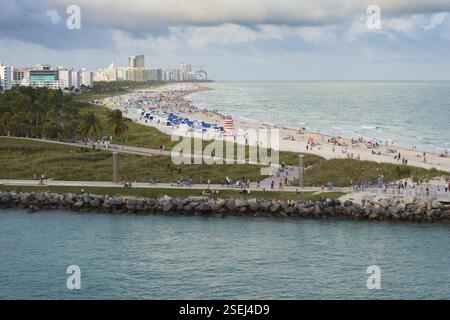 South Beach Miami aus dem Main-Kanal, Miami, Florida Stockfoto