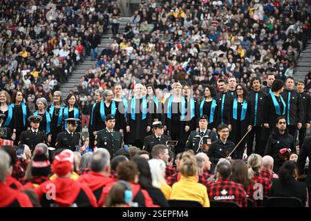 Vancouver, Kanada. Februar 2025. 20250208; Vancouver, British Columbia, Kanada; während der Eröffnungszeremonien für die Invictus Games Vancouver - Whistler im BC Place Stadium. (Foto: Anne-Marie Sorvin/SIPA USA) Credit: SIPA USA/Alamy Live News Stockfoto