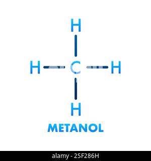 Methan-Molekularstruktur mit Kohlenstoff- und Wasserstoffatomen, die CH4 bilden Stock Vektor
