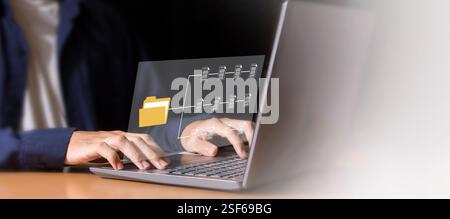 Dokumentenmanagement Organisation von Unternehmensinformationen leistungsstarke Online-Dokumentdateien Stockfoto