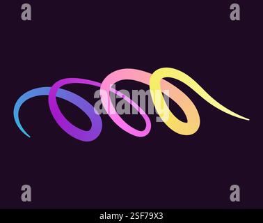 Helle, neonfarbene Formen mit glatten Kurven und Schleifen. Lebendige Farben übergehen durch nahtlose Verläufe und mischen Farbtöne wie Rosa, Blau, Grün, A Stock Vektor