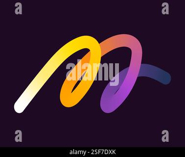 Helle, neonfarbene Formen mit glatten Kurven und Schleifen. Lebendige Farben übergehen durch nahtlose Verläufe und mischen Farbtöne wie Rosa, Blau, Grün, A Stock Vektor