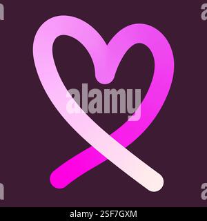 Verlaufsdarstellungen des Herzens. Moderne Bandformen, verflochtene Schlaufen, glatte Kurven. Perfekt für Valentinstag. Minimalistisches Design, abstrakte Romantik Stock Vektor