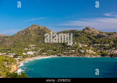 Blick auf die Bucht von Canyamel, Insel Mallorca, Spanien Stockfoto