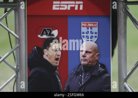 Alkmaar, Niederlande. Februar 2025. ALKMAAR - 02.09.2025, AFAS-Stadion. Niederländischer Eredivisie Football 2024/2025, ESPN-Schreibtisch vor dem Spiel AZ - PEC Zwolle. Beschreibung: Pro Shots/Alamy Live News Stockfoto