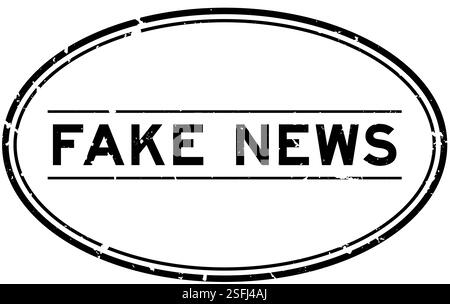 Schwarzer falscher Nachrichtenwort ovaler Gummisiegelstempel auf weißem Hintergrund Stock Vektor