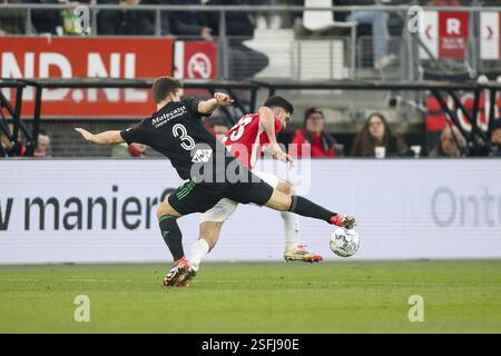 Alkmaar, Niederlande. Februar 2025. ALKMAAR - 02.09.2025, AFAS-Stadion. Niederländischer Eredivisie Football 2024/2025, während des Spiels AZ - PEC Zwolle. Beschreibung: Pro Shots/Alamy Live News Stockfoto