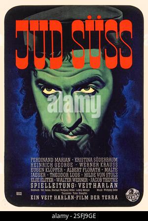 Jud süß (Jud Süss) 1940 Poster für den Nazi-Propagandafilm von Veit Harlan mit Ferdinand Marian, Kristina Söderbaum und Heinrich Georg über Joseph süß Oppenheimer, einen jüdischen Finanzberater des Herzogs von Württemberg im Deutschland des 18. Jahrhunderts. Stockfoto