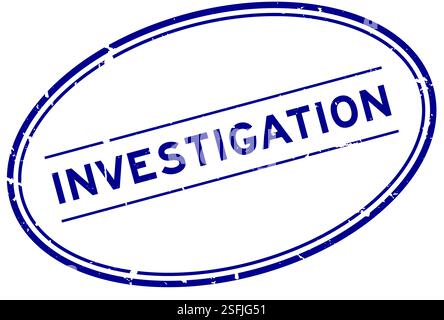 Grunge blaues Untersuchungswort ovaler Gummisiegelstempel auf weißem Hintergrund Stock Vektor