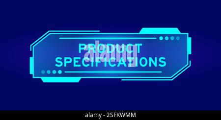 Futuristisches hud-Banner mit Produktspezifikationen auf dem Bildschirm der Benutzeroberfläche auf blauem Hintergrund Stock Vektor
