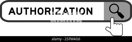 Suchbanner in Wort-Autorisierung mit Übergabesymbol auf weißem Hintergrund Stock Vektor
