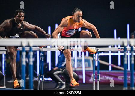 Paris, Frankreich. Februar 2025. Der französische Athlet Pascal Martinot Lagarde tritt am 9. Februar 2025 während des Treffens von Paris Indoor 2025 in der Accor Arena in Paris, Frankreich, an. Foto: Firas Abdullah/ABACAPRESS. COM Credit: Abaca Press/Alamy Live News Stockfoto