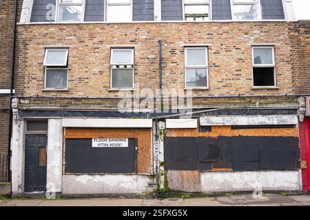 Verlassene Gebäude im Süden Londons in der Nähe von Greenwich. Stockfoto