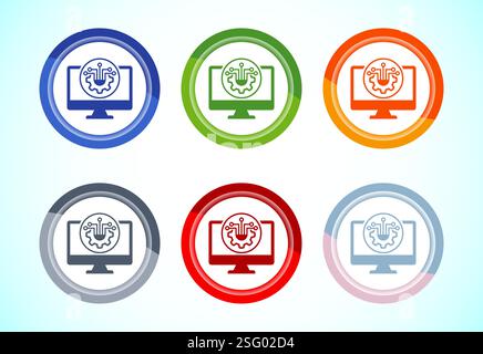 Illustration des Informationstechnologie-Symbols. Digital-Tech-Symbol, 6-farbige Tasten-Design-Set Stock Vektor