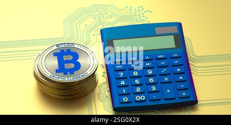 Hintergrund für Bitcoin, Rechner und cpu-Leiterplatte Stockfoto