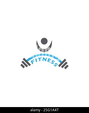 Mann Figur Fitness Logo Mit Barbell, Fitness Gym Logo, Fitness Logo Vektor Stock Vektor