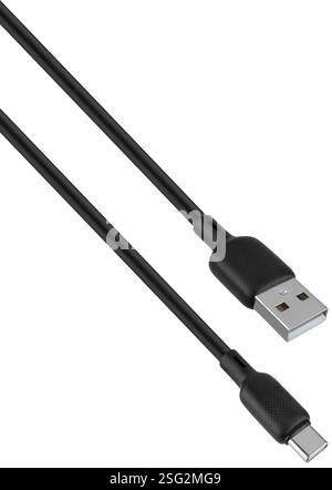 Multifunktionales Kabel mit Typ-C- und USB-Anschlüssen, kompatibel mit Smartphones, Tablets und anderen Geräten. Stockfoto