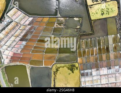 Traditionelles Salzgewinnungslager (Salinas) mit Salzhaufen in Aveiro, Portugal. Stockfoto