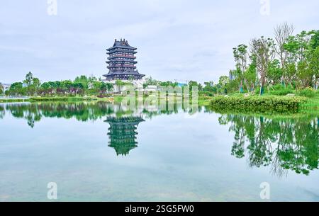 Dong'an Pavillon, Dong'an See, Chengdu, Sichuan, China Stockfoto