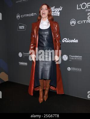 Sanremo, Italien. Februar 2025. Sanremo, 75. Italienisches Songfestival - Erscheinen auf der Radio Italia Party - Noemi Credit: Unabhängige Fotoagentur/Alamy Live News Stockfoto