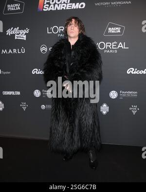 Sanremo, Italien. Februar 2025. Sanremo, 75. Italienisches Songfestival - Ankunft bei der Radio Italia Party - Irama Credit: Unabhängige Fotoagentur/Alamy Live News Stockfoto
