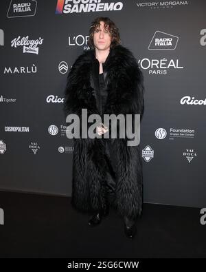 Sanremo, Italien. Februar 2025. Sanremo, 75. Italienisches Songfestival - Ankunft bei der Radio Italia Party - Irama Credit: Unabhängige Fotoagentur/Alamy Live News Stockfoto