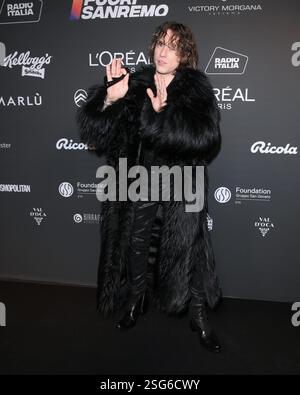 Sanremo, Italien. Februar 2025. Sanremo, 75. Italienisches Songfestival - Ankunft bei der Radio Italia Party - Irama Credit: Unabhängige Fotoagentur/Alamy Live News Stockfoto
