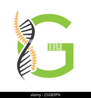 Initial Letter G Spin Therapy Logo, Orthopädisches Symbol für Medizin und Gesundheitswesen Symbol Stock Vektor