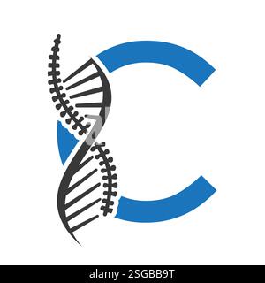 Initial Letter C Spin Therapy Logo, Orthopädisches Symbol für Medizin und Gesundheitswesen Symbol Stock Vektor
