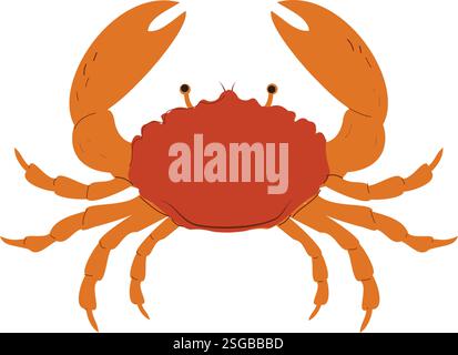 Handgezeichnete Krabbe. Logo, Schild, Restaurant-Menü, Fischmarkt, Banner, Designvorlage für Poster. Frische Meeresfrüchte oder Meeresfrüchte. Stock Vektor