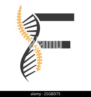 Initial Letter F Spin Therapy Logo, Orthopädisches Symbol für Medizin und Gesundheitswesen Symbol Stock Vektor
