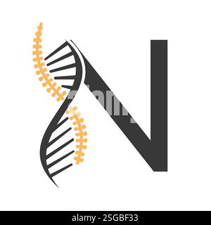 Initial Letter N Spin Therapy Logo, Orthopädisches Symbol für Medizin und Gesundheitswesen Symbol Stock Vektor