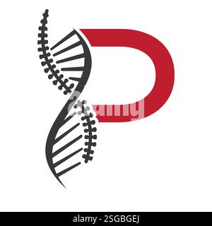 Initial Letter P Spin Therapy Logo, Orthopädisches Symbol für Medizin und Gesundheitswesen Symbol Stock Vektor