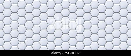 Nahtloses graues sechseckiges Fliesenmuster. Wabenkeramik-Fliesen für Badezimmerwand, Küchenboden und Pooloberfläche. Sich wiederholender Mosaikraster-Hintergrund. Wiederholte hellblaue Hintergrundbilder. Vektorhintergrund Stock Vektor