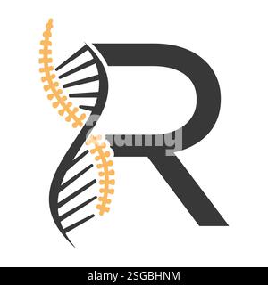 Initial Letter R Spin Therapy Logo, Orthopädisches Symbol für Medizin und Gesundheitswesen Symbol Stock Vektor