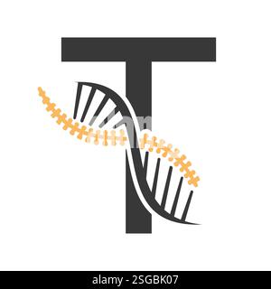 Initial Letter T Spin Therapy Logo, Orthopädisches Symbol für Medizin und Gesundheitswesen Symbol Stock Vektor
