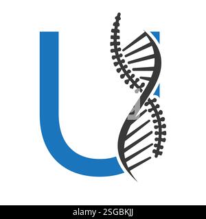 Initial Letter U Spin Therapy Logo, Orthopädisches Symbol für Medizin und Gesundheitswesen Symbol Stock Vektor