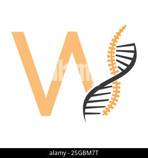 Initial Letter W Spin Therapy Logo, Orthopädisches Symbol für Medizin und Gesundheitswesen Symbol Stock Vektor