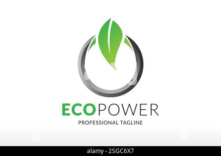 ECO POWER Logo Bio POWER Technologie Logo Design Biokraftstoff grün Energie Logo Vektor Symbol Silhouette Illustration Markenidentität Flamme Öl Gas Stock Vektor
