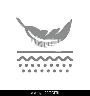Weiche Haut mit Federvektorsymbol. Feuchtigkeitspflege und Hautfeuchtigkeitslotion. Stock Vektor