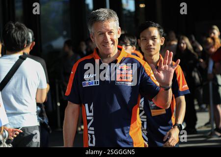 Bangkok, Thailand. Februar 2025. Sehen Sie sich Red Bull KTM an, nehmen Sie am 9. Februar 2025 an der Veranstaltung MotoGP Season Launch 2025 Thailand im One Bangkok Shopping Mall Teil. In Bangkok. (Foto: Teera Noisakran/SIPA USA) Credit: SIPA USA/Alamy Live News Stockfoto