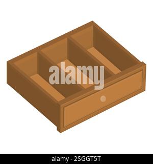 Leerer Offener Holzschublade-Vektor. Lagerung Von Holzschubelementen Schubladensymbol. Stock Vektor