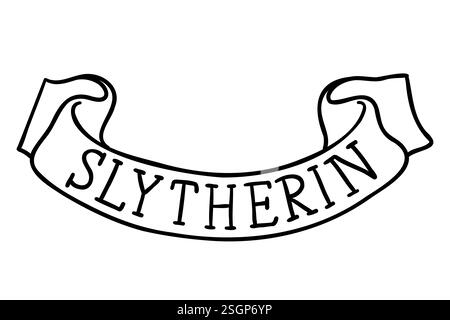 Harry Potter Slytherin Scroll im Doodle-Stil. Vektorillustration isoliert auf weißem Hintergrund. Stock Vektor
